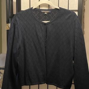 Brook Brothers Dark Navy Diamond-Textured Knit Cardigan